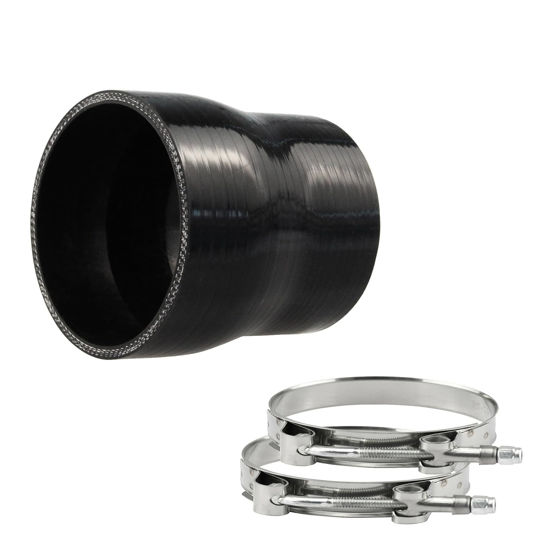 Picture of Ucreative 4-Ply Straight Coupler Silicone Hose ID 2.5 inch to 3.0 inch (63mm to 76mm) with T-Bolt Clamps