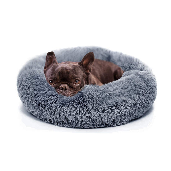 Picture of Small Calming Dogs Bed for Small Dogs Anti-Anxiety Machine Washable Fluffy Luxury Anti-Slip Waterproof Mute Base Warming Cozy Soft Pet Puppy Round Bed