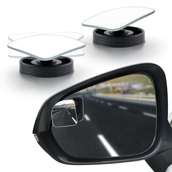 Picture of LivTee Blind Spot Car Mirror, Fan HD Glass Frameless Convex Side Mirror Blindspot, Reusable 360° Wide Angle Rear View Car Mirrors with Powerful Adjustable Suction Cup - Exterior Mirrors