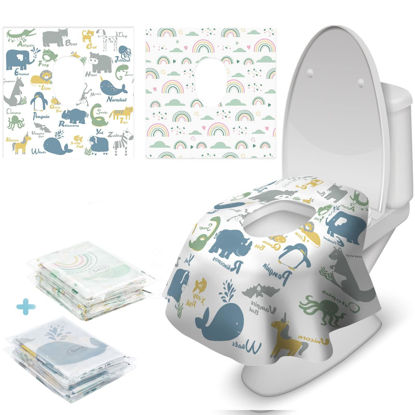 Picture of Blissful Diary 20 Pcs Toilet Seat Covers Disposable for Toddlers & Adults, Extra Large Waterproof, Portable Package for Travel, Kids Potty Training