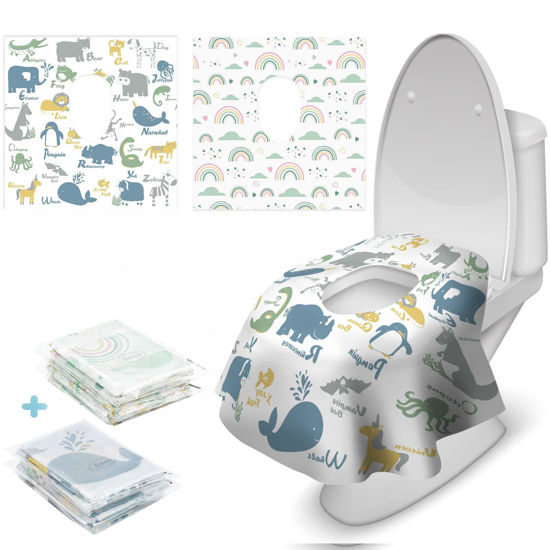 Picture of Blissful Diary 20 Pcs Toilet Seat Covers Disposable for Toddlers & Adults, Extra Large Waterproof, Portable Package for Travel, Kids Potty Training