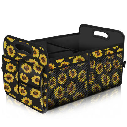 Picture of Femuar Car Trunk Organizer,Car Storage Organizer with 72L Large Capacity Waterproof Collapsible and 11 Pockets,Trunk Organizer for Car Suv/Jeep/Sedan, Large Size, Sunflower