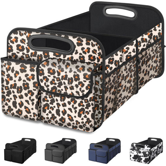 Picture of Femuar Car Trunk Organizer, Car Storage Organizer with Large Capacity Waterproof Collapsible Trunk Organizer for Car Suv/Jeep/Sedan (Leopard Print, Standard)