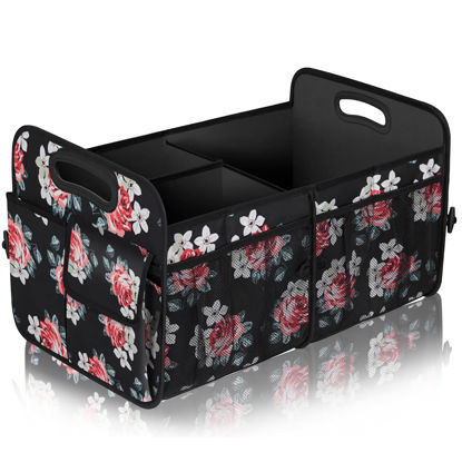 Picture of Femuar Car Trunk Organizer,Car Storage Organizer with 72L Large Capacity Waterproof Collapsible and 11 Pockets,Trunk Organizer for Car Suv/Jeep/Sedan, Large Size, Flower