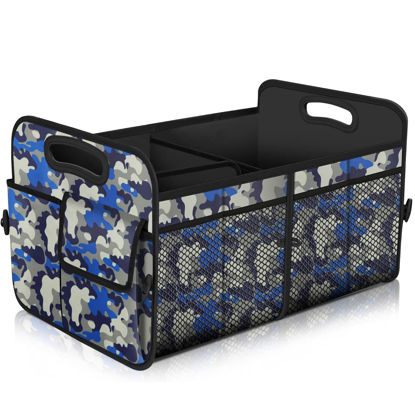 Picture of Femuar Car Trunk Organizer,Car Storage Organizer with 72L Large Capacity Waterproof Collapsible and 11 Pockets,Trunk Organizer for Car Suv/Jeep/Sedan, Large Size, Blue camouflage