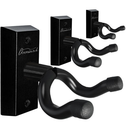 Picture of Onmiwod Guitar Wall Mount 3 Pack, Real Hardwood Guitar Hanger, U-Shaped Guitar Wall Hanger Mount, Guitar Holder Hook Stand Wall for Acoustic, Electric Guitar, Banjo, Bass, for Guitar Player Men