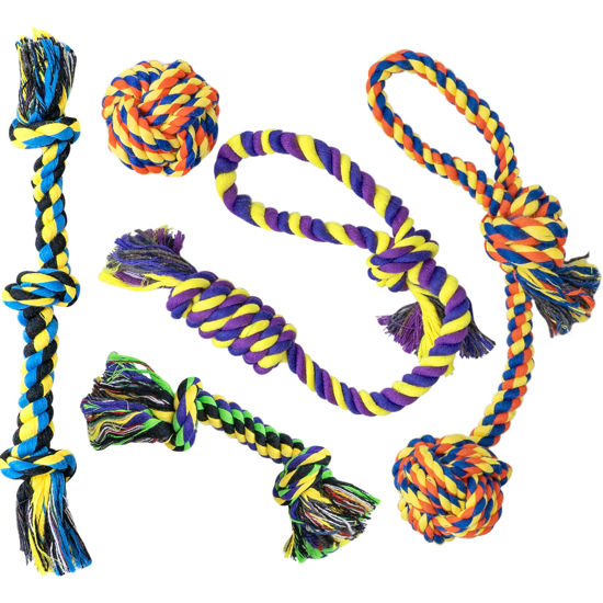 Picture of Puppy Teething Toys for Small Dogs, 5 Pack Cotton Puppy Dog Rope Toy for Small Dogs, Durable Dog Chew Toys for Aggressive Chewers Small Breed, Interactive Tug of War Puppy Toys to Keep Them Busy
