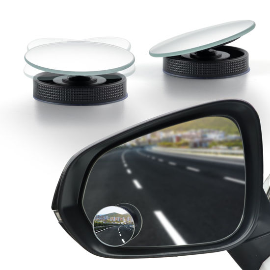 Picture of LivTee Blind Spot Car Mirror, 2" Round HD Glass Frameless Convex Side Mirror Blindspot, Reusable 360° Wide Angle Rear View Car Mirrors with Powerful Adjustable Suction Cup - Exterior Mirrors