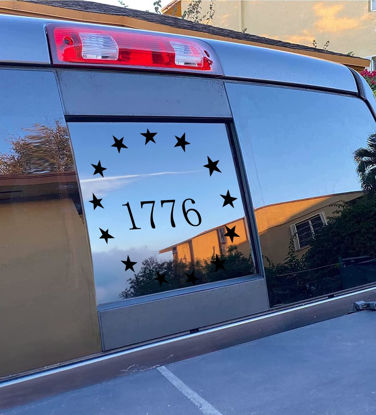 Picture of Xinghe 1776 Decal, July of 4th Decal, Independence Day United States Decal, Rear Middle Window American Decal for Truck, Matte Black Vinyl
