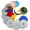 Picture of 4 Inch Diamond Polishing Pads with 5/8’’-11 Backer Pad, 12PCS Wet/Dry Granite Stone Polish Pad Kit for Drill, Grinder, Polisher, 50-6000 Grit Polishing Pad for Concrete Marble Rock Countertop Quartz