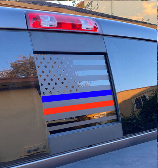 Picture of Xinghe for Dodge Ram 2009 to 2024, American Flag Decals Stickers for Truck Back Middle Window, Matte Black USA Flag Decal