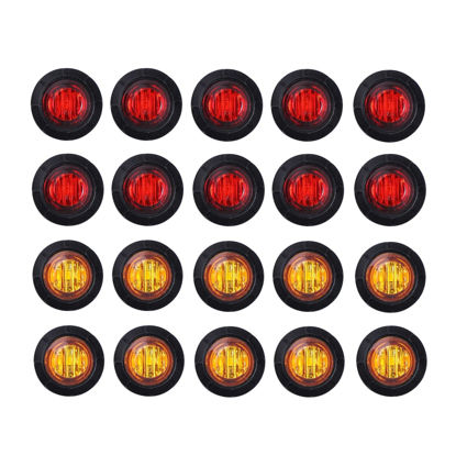 Picture of TMH 3/4 Inch Mount 10 pcs Amber + 10 pcs Red LED Clearance Bullet Side LED Marker Lights for Trailer Truck RV Car Bus Van (Pack of 20)