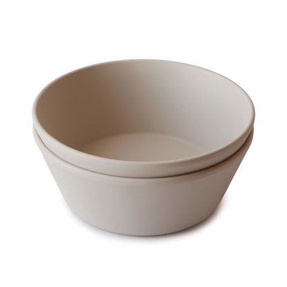Picture of mushie Round Dinnerware Bowls for Kids | Made in Denmark, Set of 2 (Vanilla)