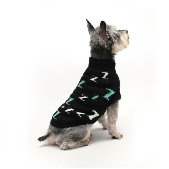 Picture of MengMengDa Dog Sweaters Dog Pullover Sweater Dog Clothes Cold Weather Cable Knitwear Thick Warm Outfits for Medium Dogs Large Dogs (Black-XL)