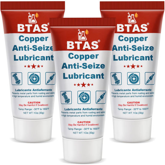 Picture of Brake Caliper Pin Grease Copper Anti-Seize Lubricant High Temp Corrosion Preventative for Battery Terminal Protector Electrical Connection Spark Plug Thread Bolts 1 oz 3 Pcs