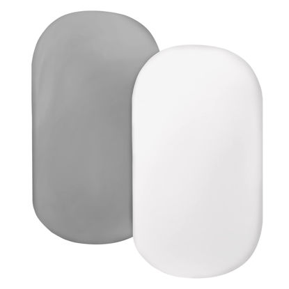 Picture of Bassinet Sheet for Baby Boy Girl 2 Pack Fitted Bassinet Sheet Set Universal Microfiber Soft Cradle Sheets for Oval Rectangle and Hourglass Bassinet Mattress, Grey and White