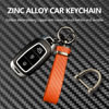 Picture of Turcee Carbon Fiber Car Keychain,Automotive Interior Accessories Keychains Leather Car Key Fob,Car Accessories Key Ring&Anti-Lost D-Ring(Orange)