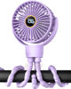 Picture of buywoo 3.5" Battery Powered Baby Stroller Cooling Fan, 3-Speed Rechargebale Tripod Fan with 360° Rotation, Quiet Portable Fan with LED Display, Great for Car Seat, Crib, Bike, Treadmill, Light Purple