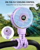 Picture of buywoo 3.5" Battery Powered Baby Stroller Cooling Fan, 3-Speed Rechargebale Tripod Fan with 360° Rotation, Quiet Portable Fan with LED Display, Great for Car Seat, Crib, Bike, Treadmill, Light Purple