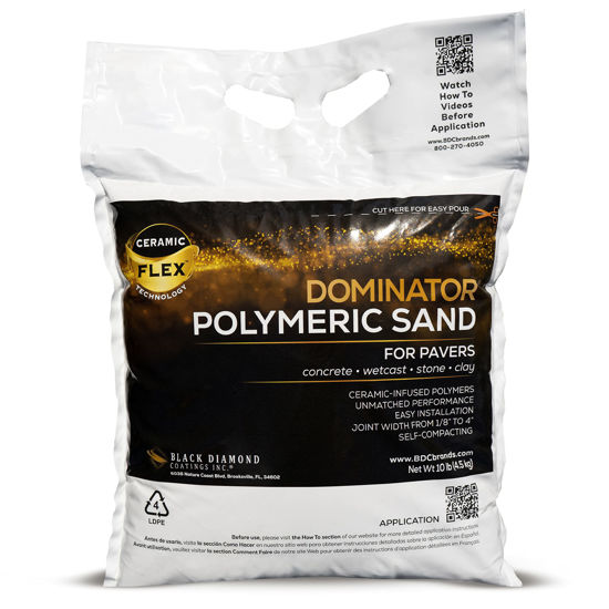Picture of 10 Pound Midnight Black DOMINATOR Polymeric Sand with Revolutionary Ceramic Flex Technology for Stabilizing Paver Joints/Gaps, 1/8” up to 4”, Professional Grade Results