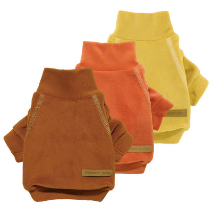 Picture of Fitwarm 3 Pack Classic Fleece Dog Sweater, Turtleneck Dog Sweatshirt, Dog Winter Clothes for Small Dogs Boy Girl, Pet Pullover Jumper, Cat Apparel, Orange, Yellow, Coffee, XS