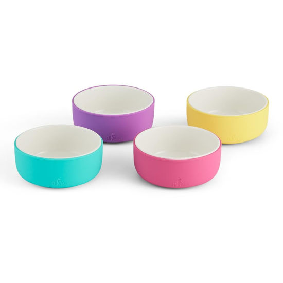 Picture of Elk and Friends Kids Porcelain Bowls with Silicone Sleeve | Kids/Toddler/Baby Feeding | Microwave & Dishwasher Safe | Non slip | Cereal/Soup/Snack Dishes & Dinnerware