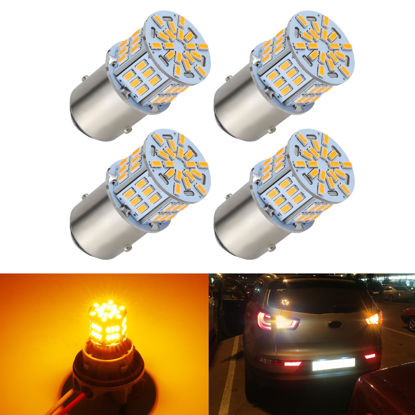Picture of iFunyLED 4PCS 1157 LED Bulb Turn Signal Light 12V-24V Super Bright 2357 2057 7528 BAY15D LED Replacement Light Kit Set for Car Tail Brake Turn Signal Lights - Amber Yellow