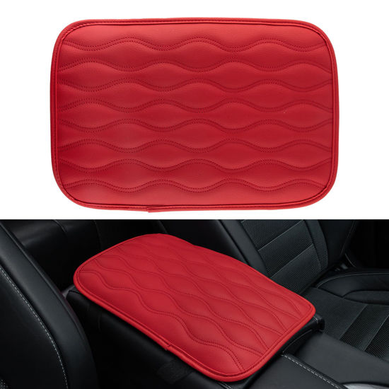 Picture of Amiss Auto Center Console Pad, Universal Waterproof Car Armrest Seat Box Cover, Car Interior Accessories, Leather Auto Armrest Cover Protector for Most Vehicle, SUV, Truck, Car (Red)