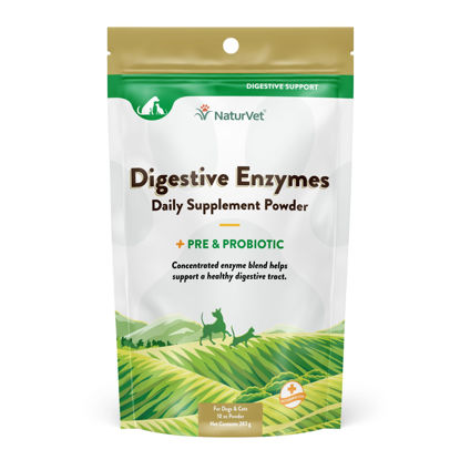 Picture of NaturVet - Digestive Enzymes - Plus Probiotics & Prebiotics - Helps Support Diet Change & A Healthy Digestive Tract - for Dogs & Cats - 10 oz Powder