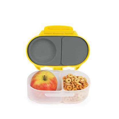 Picture of b.box Snack Box for Kids & Toddlers: 2 Compartment Snack Containers, Mini Bento Box, Lunch Box. Leak Proof, BPA free, Dishwasher safe. School Supplies. Ages 4 months+ (Lemon Sherbet, 12oz capacity)