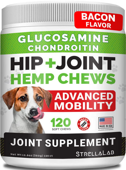 Picture of STRELLALAB Health & Wellness Supplements for Dogs, Various Formulas & Benefits - Hemp Hip & Joint Supplement for Dogs - Hemp Chews for Dogs