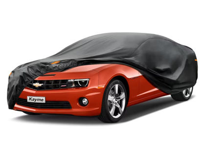 Picture of Kayme 7 Layers Car Cover Custom Fit for Chevrolet Chevy Camaro (2010-2024) Waterproof All Weather for Automobiles, Outdoor Full Cover Rain Sun UV Protection.Black