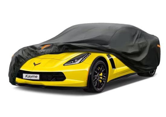 Picture of Kayme 7 Layers Car Cover Custom Fit for Chevrolet Corvette C4/C5/C7/C8 Coupe Convertible Targa (1980-2024) Waterproof All Weather for Automobiles, Outdoor Full Cover Rain Sun UV Protection.Black