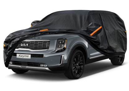 Picture of Kayme 7 Layers SUV Car Cover Custom Fit for Kia Telluride (2017-2024) Waterproof All Weather for Automobiles, Outdoor Full Cover Rain Sun UV Protection.Black
