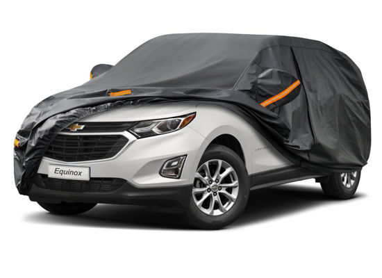 Picture of Kayme 7 Layers SUV Car Cover Custom Fit for Chevrolet Chevy Equinox (2005-2024) Waterproof All Weather for Automobiles, Outdoor Full Cover Rain Sun UV Protection.Black