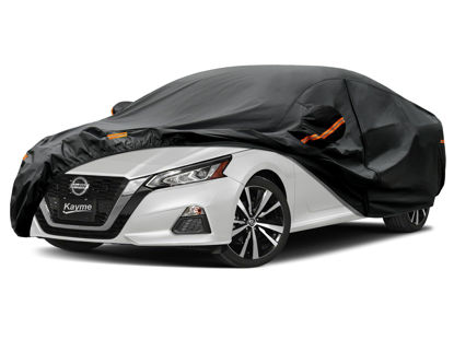 Picture of Kayme 7 Layers Car Cover Custom Fit for Nissan Altima (2002-2024) Waterproof All Weather for Automobiles, Outdoor Full Cover Rain Sun UV Protection.Black