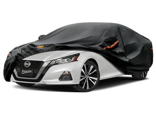 Picture of Kayme 7 Layers Car Cover Custom Fit for Nissan Altima (2002-2024) Waterproof All Weather for Automobiles, Outdoor Full Cover Rain Sun UV Protection.Black