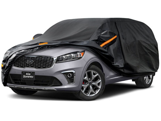 Picture of Kayme 7 Layers SUV Car Cover Custom Fit for Kia Sorento (2012-2024) Waterproof All Weather for Automobiles, Outdoor Full Cover Rain Sun UV Protection.Black