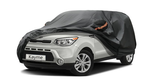 Picture of Kayme 7 Layers SUV Car Cover Custom Fit for Kia Soul (2009-2024) Waterproof All Weather for Automobiles, Outdoor Full Cover Rain Sun UV Protection.Black