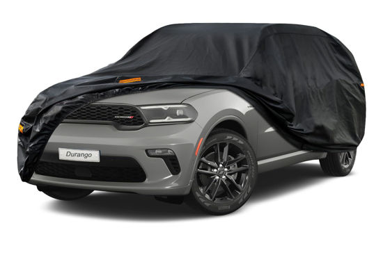 Picture of Kayme 7 Layers SUV Car Cover Custom Fit for Dodge Durango （2004-2024 Waterproof All Weather for Automobiles, Outdoor Full Cover Rain Sun UV Protection.Black