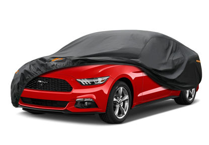 Picture of Kayme 7 Layers Car Cover Custom Fit for Ford Mustang/Shelby (1964-2024) Waterproof All Weather for Automobiles, Outdoor Full Cover Rain Sun UV Protection.Black