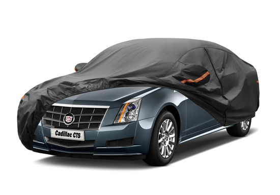 Picture of Kayme 7 Layers Car Cover Custom Fit for Cadillac CTS (2003-2014) Waterproof All Weather for Automobiles, Outdoor Full Cover Rain Sun UV Protection.Black