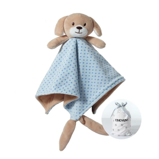 Picture of CREVENT Soft Plush Animal Face Security Blankets for Boys and Girls, Great Gifts for Birthday Baby Shower (Blue Dog)