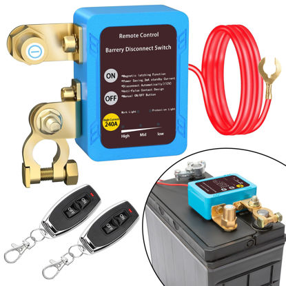 Picture of Remote Battery Disconnect Switch 12v, 240A, Upgrade Smart Voltage Kill Switch, Car Kill Switch Anti-Theft, Prevent Battery Drain, Remote Battery Kill Switch for Car, Truck, RV (Flat Installation)