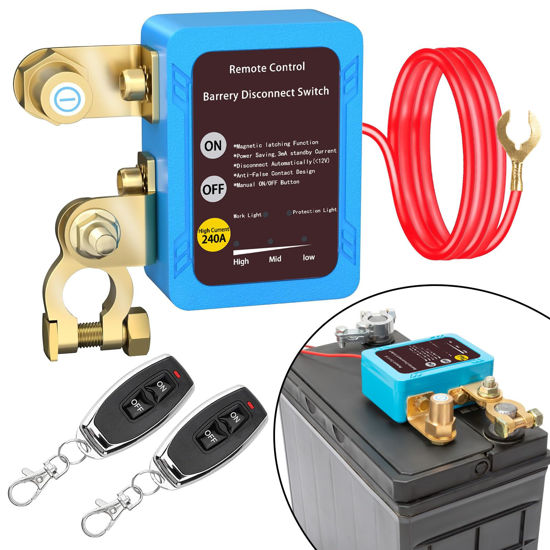Picture of Remote Battery Disconnect Switch 12v, 240A, Upgrade Smart Voltage Kill Switch, Car Kill Switch Anti-Theft, Prevent Battery Drain, Remote Battery Kill Switch for Car, Truck, RV (Flat Installation)