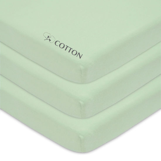 Picture of American Baby Company 3 Pack Fitted Mini Crib Sheet 24" x 38", Soft Breathable Neutral 100% Cotton Jersey Portable Sheet, Celery, for Boys and Girls, Fits Most Pack N Play Mattresses