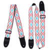 Picture of QIELIZI Adjustable Guitar Strap Includes 2 Strap Locks & 2 Matching Picks & 1 Picks Holder & 1 leather Strap Button.Leather ends Guitar Shoulder Strap(1-Jacquard Blue White)