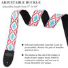 Picture of QIELIZI Adjustable Guitar Strap Includes 2 Strap Locks & 2 Matching Picks & 1 Picks Holder & 1 leather Strap Button.Leather ends Guitar Shoulder Strap(1-Jacquard Blue White)