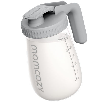 Picture of Momcozy Breast Milk Pitcher, Resistant to Heat and Cold Abrupt Temp Swings, No Leak Glass Breast Milk Fridge Storage Container With Wide Mouth, Fast Baby Formula Maker, Breastfeeding Essentials, Grey