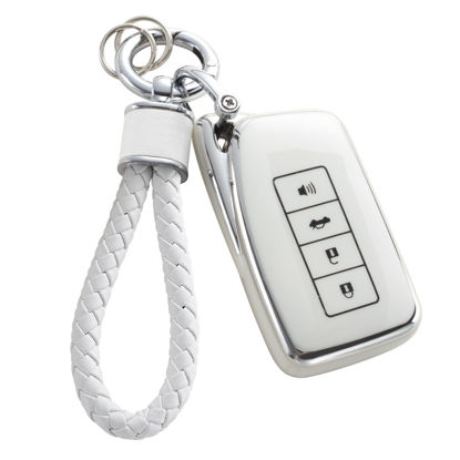 Picture of YO&YOYE for Lexus Key Fob Cover with Keychain, Soft TPU Key Case Protection Shell Fit for Lexus RX ES GS LS NX RS GX LX RC LC Smart Key